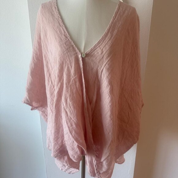 Italian Linen Two-Piece Set – Light Pink Tunic & Wide-Leg Pants – Made in Italy - Picture 12 of 12